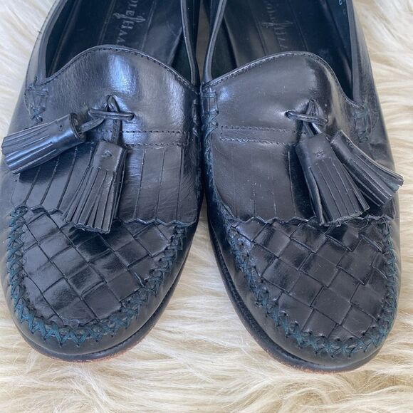 Cole Haan Men's Black Leather Loafers Made in Italy US 10.5 Preppy Tassels Woven - Picture 8 of 9